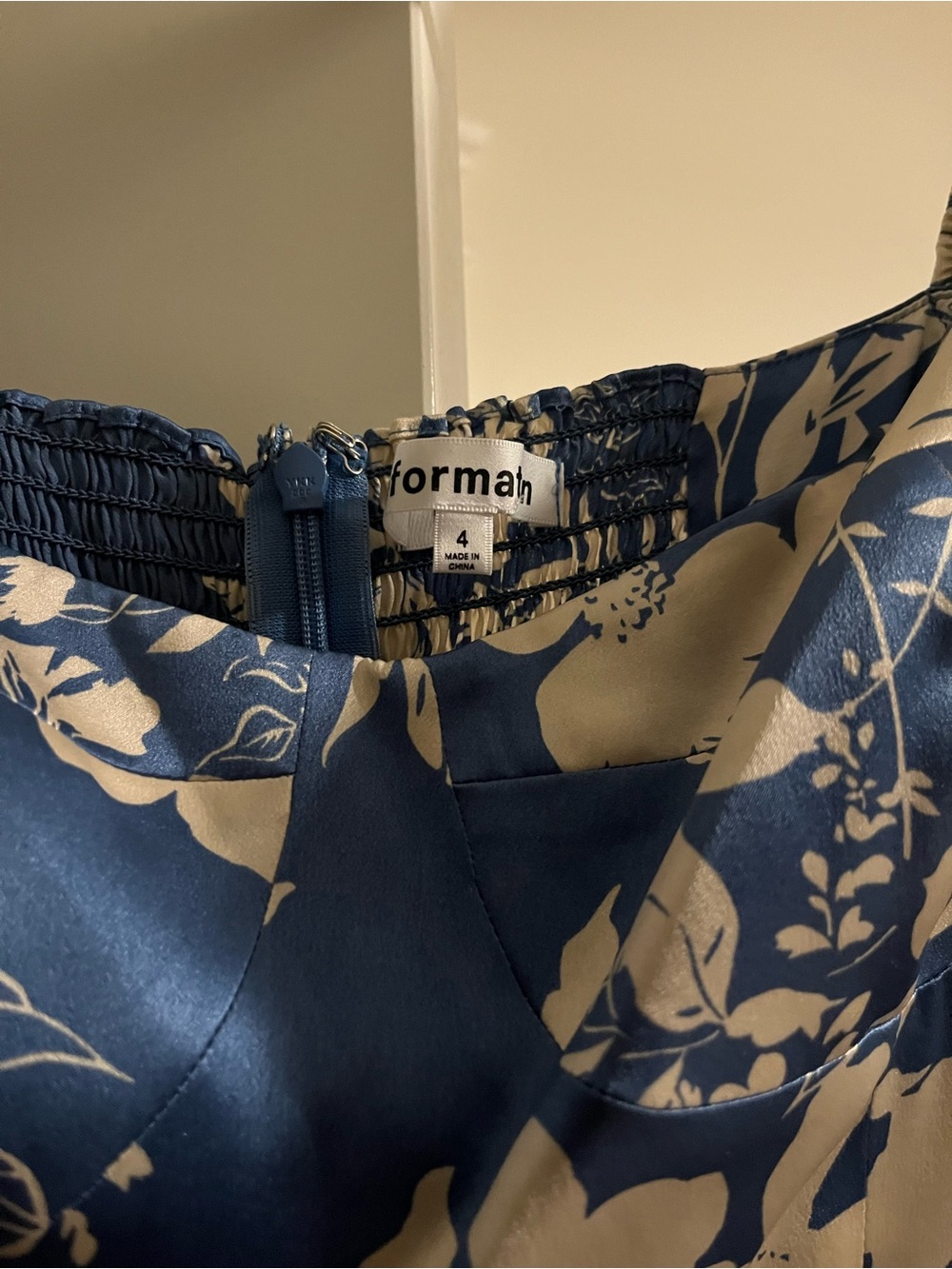 Reformation Blue Floral Midi Dress with Smocked Bodice - Picture 4 of 5